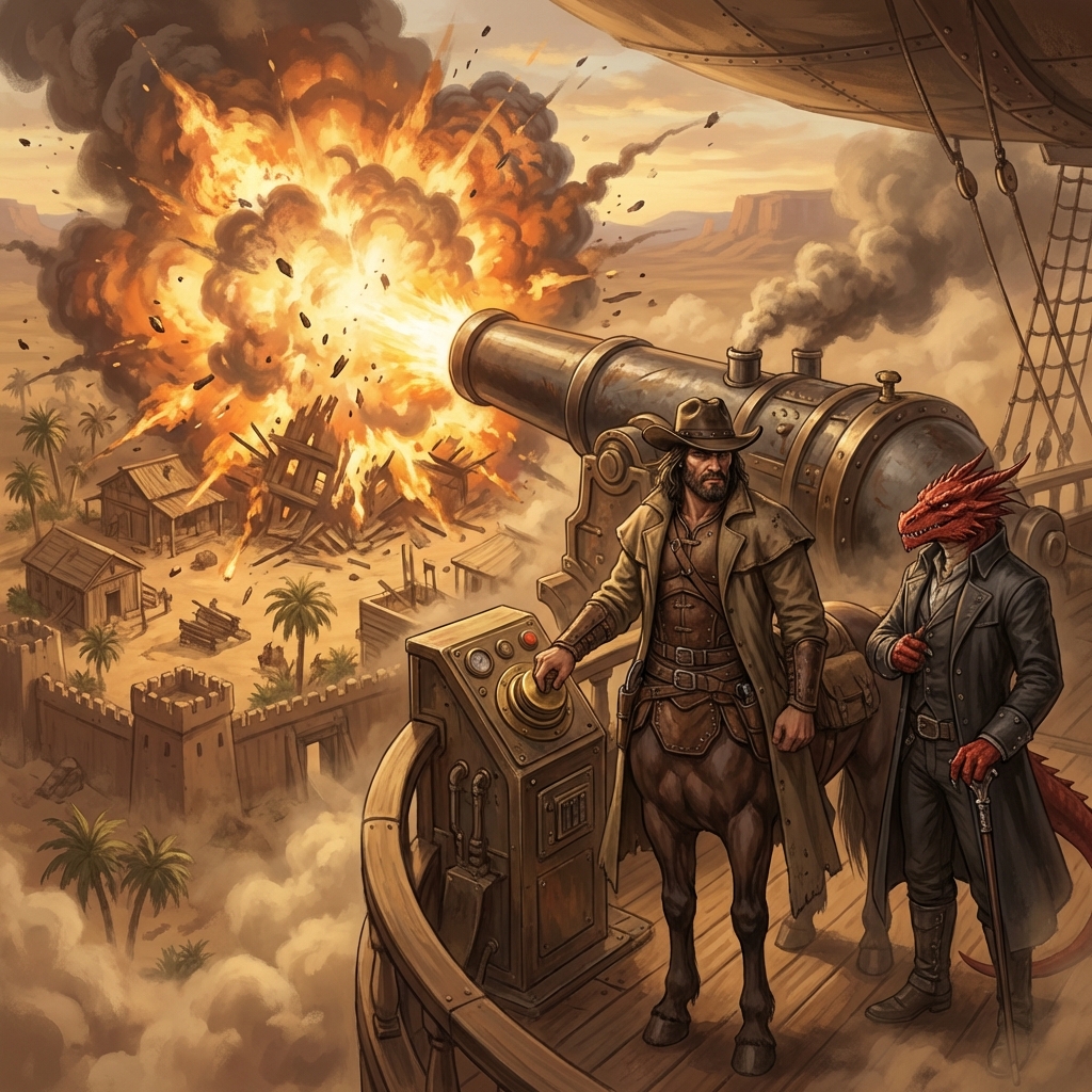 Cannon Firing at Gus's Oasis